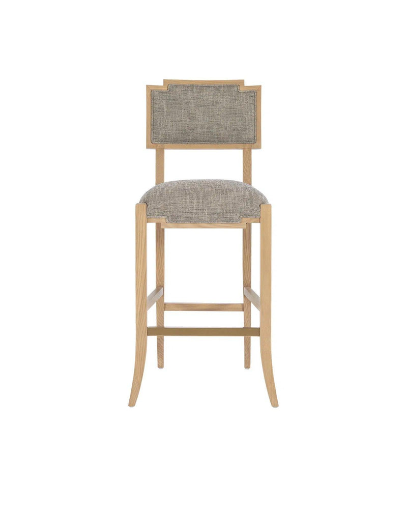 Melanie Blonde Wood and Brass Brown Bar Stool Bar Stools LOOMLAN By Currey & Co