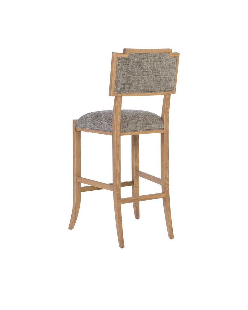 Melanie Blonde Wood and Brass Brown Bar Stool Bar Stools LOOMLAN By Currey & Co