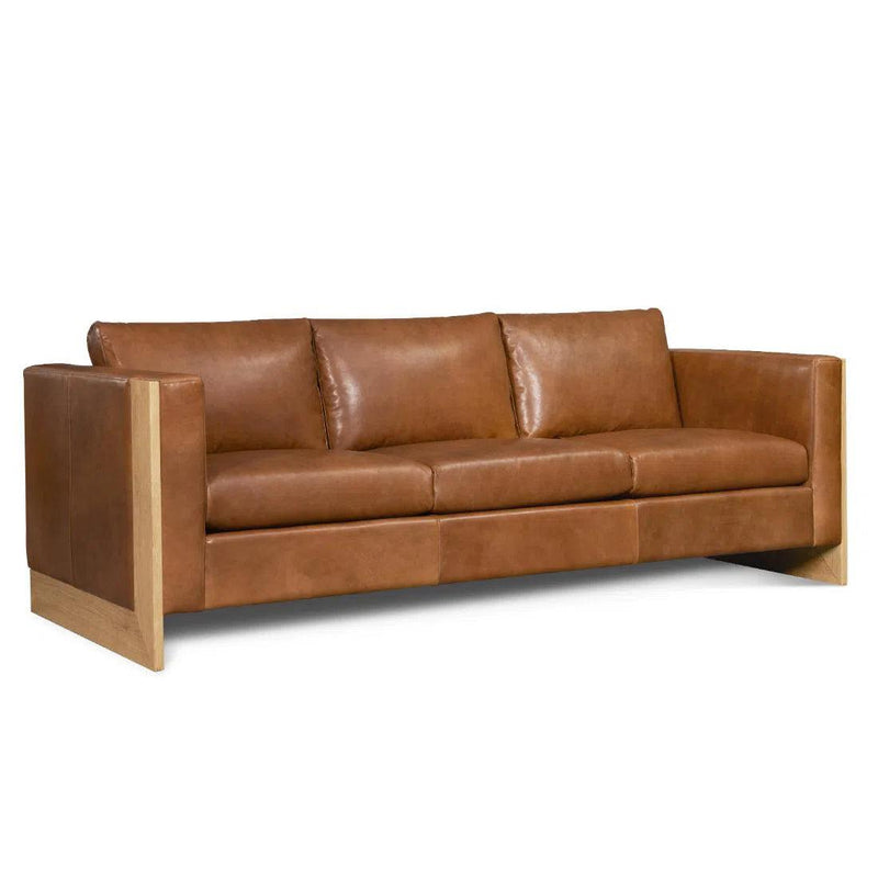 Mendenhall Premium Leather Sofa with Wood Frame Sofas & Loveseats LOOMLAN By One For Victory