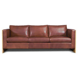 Mendenhall Premium Leather Sofa with Wood Frame Sofas & Loveseats LOOMLAN By One For Victory