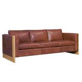 Mendenhall Premium Leather Sofa with Wood Frame Sofas & Loveseats LOOMLAN By One For Victory