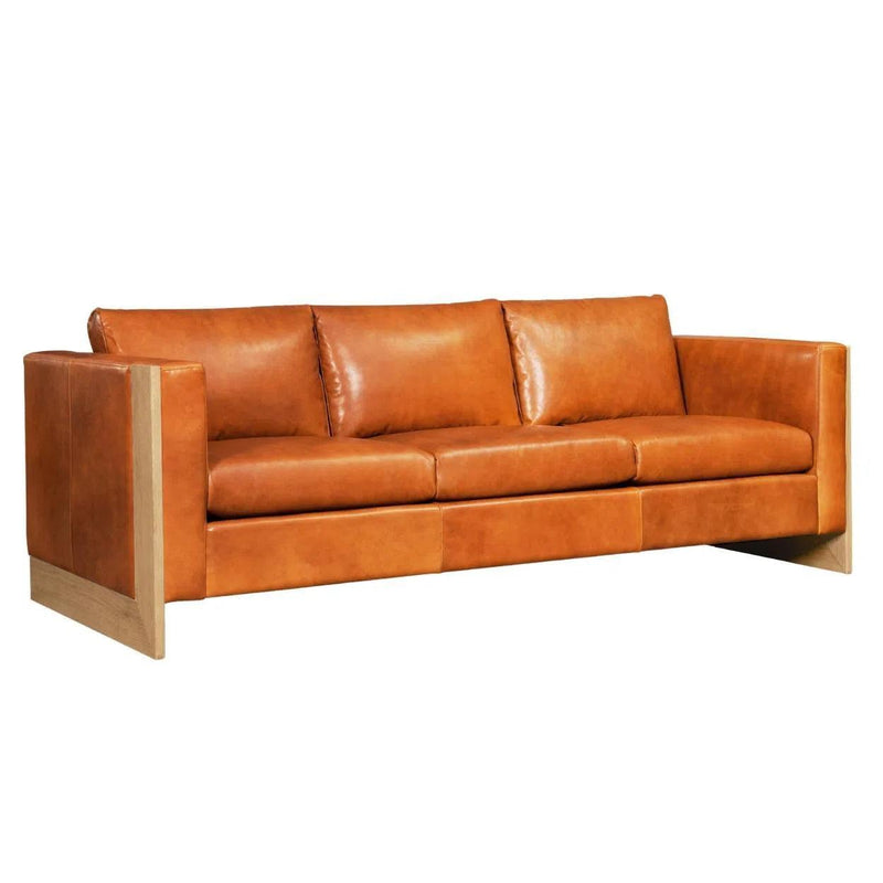 Mendenhall Premium Leather Sofa with Wood Frame Sofas & Loveseats LOOMLAN By One For Victory