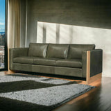 Mendenhall Premium Leather Sofa with Wood Frame Sofas & Loveseats LOOMLAN By One For Victory