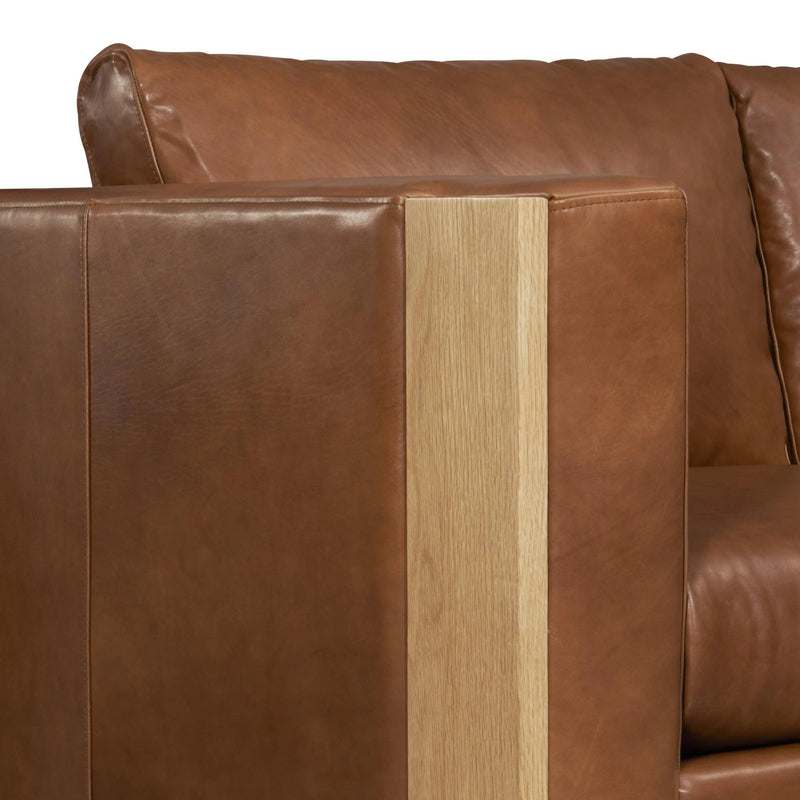 Mendenhall Premium Leather Sofa with Wood Frame Sofas & Loveseats LOOMLAN By One For Victory