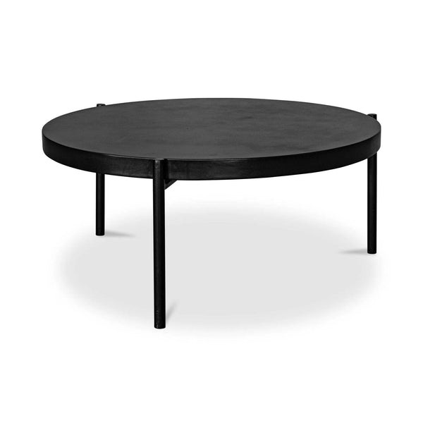 Mendez Concrete and Steel Black Round Outdoor Coffee Table Outdoor Coffee Tables LOOMLAN By Moe's Home