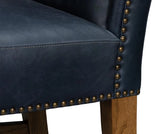 Mercado High Back Top Grain Leather Blue Dining Chair (Set of 2) Dining Chairs LOOMLAN By Sarreid