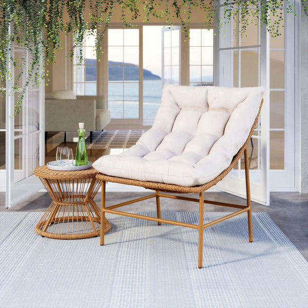 Merilyn Accent Chair Beige & Natural Outdoor Accent Chairs LOOMLAN By Zuo Modern