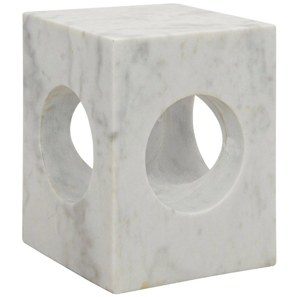 Merlin Marble White Square Side Table Side Tables LOOMLAN By Noir