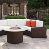 Mesa 48" Round Fire Table with Gray Travertine Top Lloyd Flanders Outdoor Fire Tables LOOMLAN By Lloyd Flanders