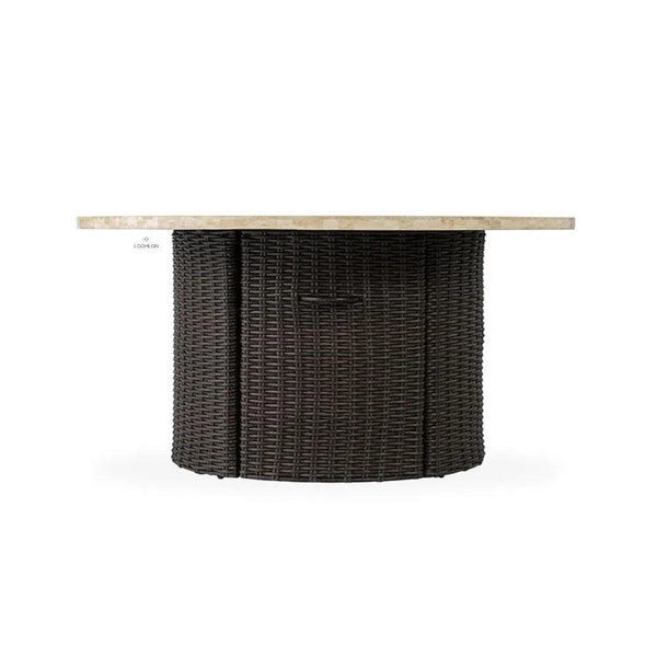 Mesa 48" Round Fire Table With Light Travertine Top Lloyd Flanders Outdoor Fire Tables LOOMLAN By Lloyd Flanders