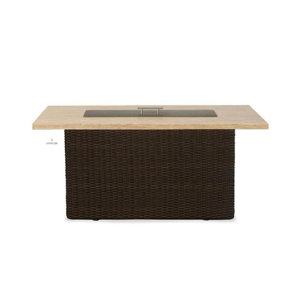 Mesa 52" Rectangular Fire Table with Gray Travertine Top Lloyd Flanders Outdoor Fire Tables LOOMLAN By Lloyd Flanders