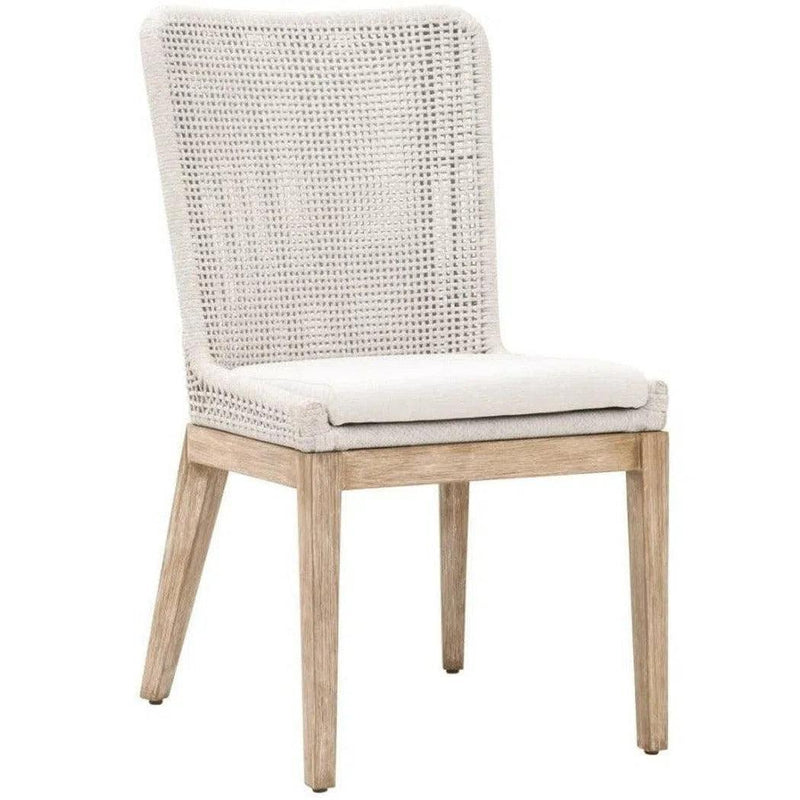 Mesh Dining Chair Set of 2 White Rope & Mahogany Wood Dining Chairs LOOMLAN By Essentials For Living