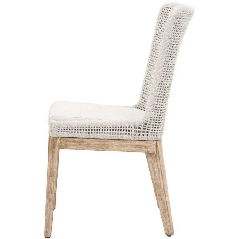 Mesh Dining Chair Set of 2 White Rope & Mahogany Wood Dining Chairs LOOMLAN By Essentials For Living