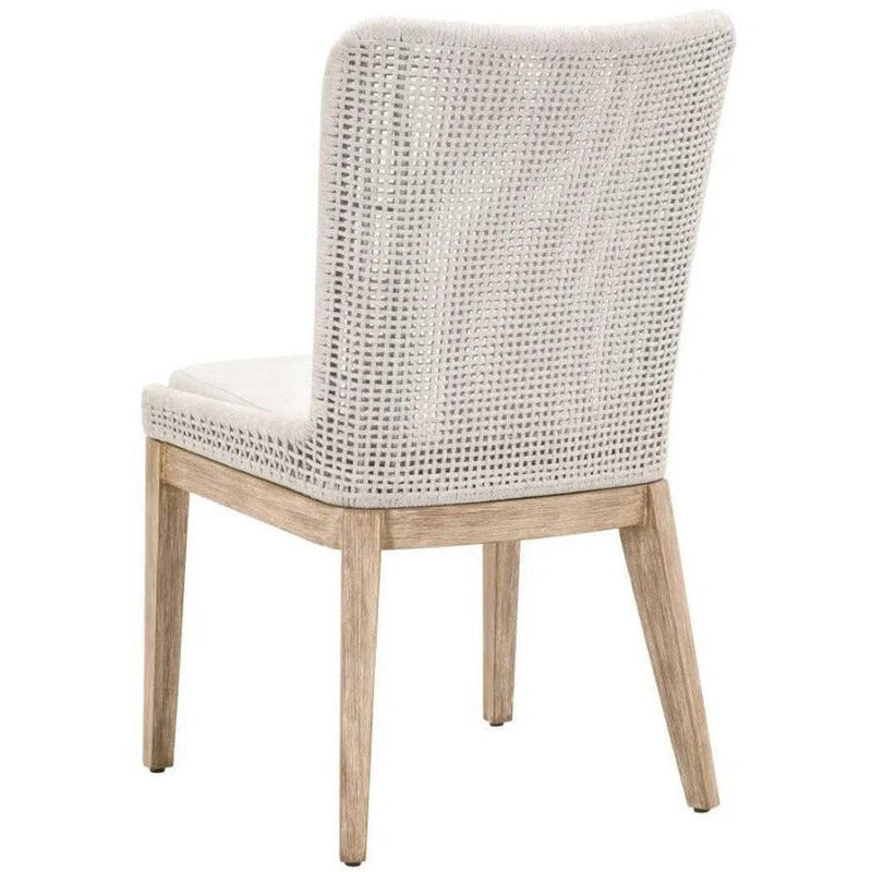 Mesh Dining Chair Set of 2 White Rope & Mahogany Wood Dining Chairs LOOMLAN By Essentials For Living