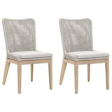 Mesh Outdoor Dining Chair Set of 2 Taupe & White Rope & Teak Outdoor Dining Chairs LOOMLAN By Essentials For Living