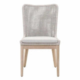 Mesh Outdoor Dining Chair Set of 2 Taupe & White Rope & Teak Outdoor Dining Chairs LOOMLAN By Essentials For Living