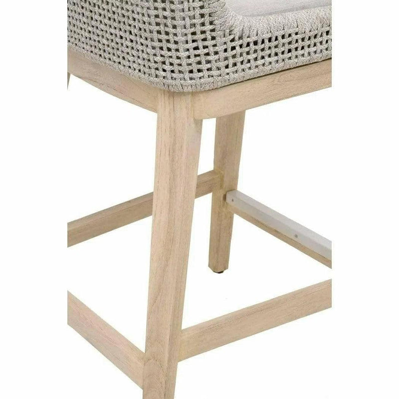 Mesh Outdoor Rope Counter Stool Taupe Rope Teak Wood Outdoor Counter Stools LOOMLAN By Essentials For Living