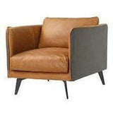 Messina Two Tone Tan Leather Club Chair Removable Cushion Club Chairs LOOMLAN By Moe's Home