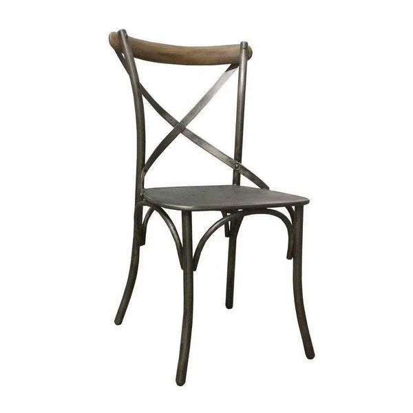 Metal Chair 2PC Set Metal Seat Over Iron Base Dining Chairs LOOMLAN By LH Imports