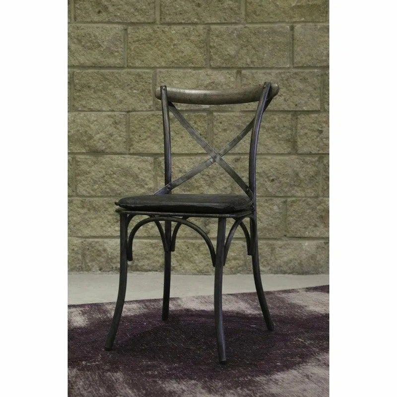 Metal Crossback Leather Armless Dining Chair (Set Of 2)