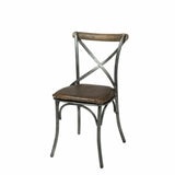 Metal Crossback Leather Armless Dining Chair (Set Of 2)