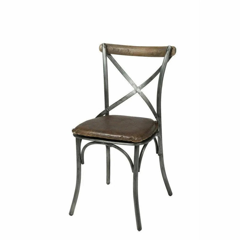 Metal Crossback Leather Armless Dining Chair (Set Of 2)