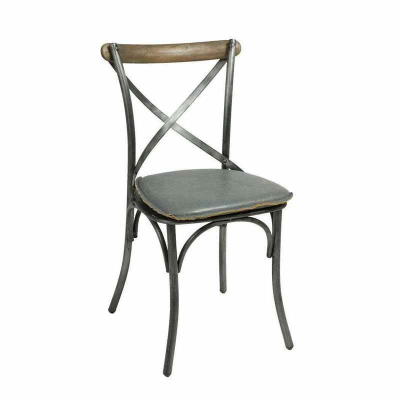 Metal Crossback Leather Armless Dining Chair (Set Of 2)