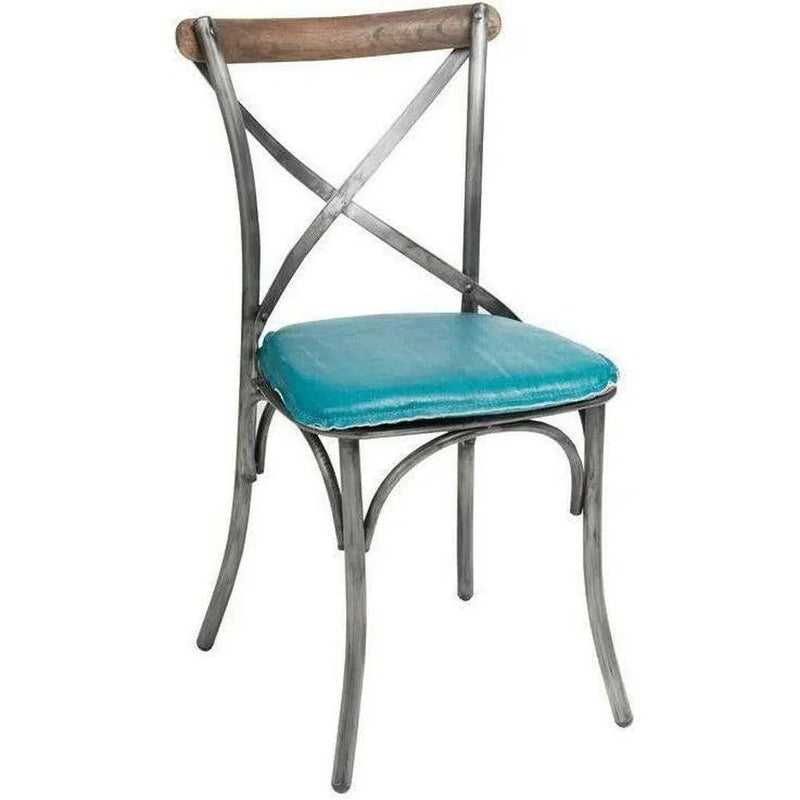 Metal Crossback Leather Armless Dining Chair (Set Of 2)