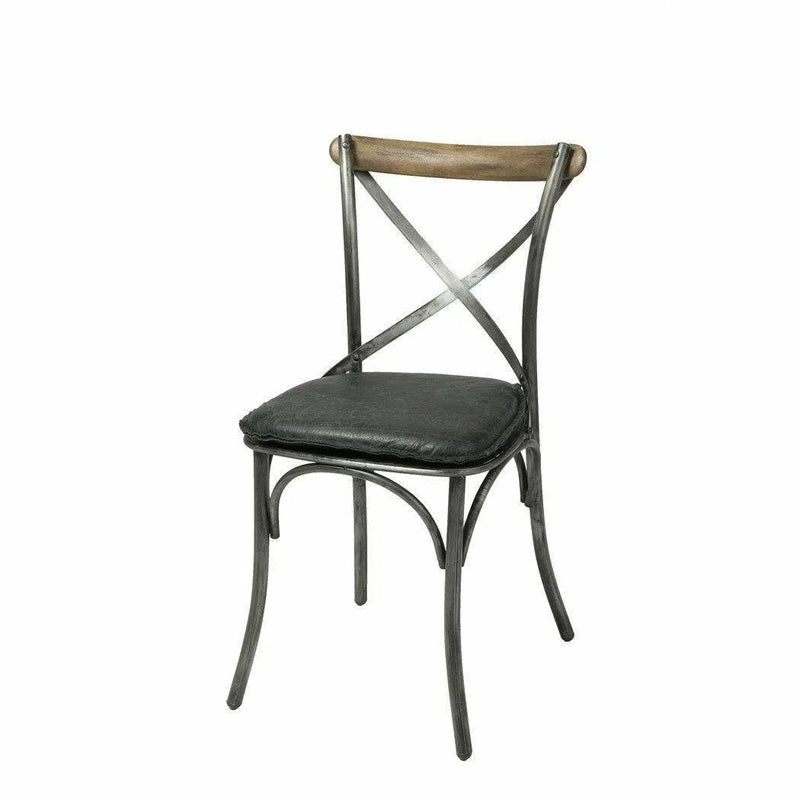 Metal Crossback Leather Armless Dining Chair (Set Of 2)