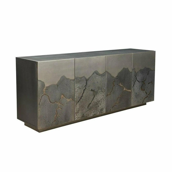 Metal Frame Gold Accents Brown Iron Frame Contemporary Sideboard Sideboards LOOMLAN By LH Imports