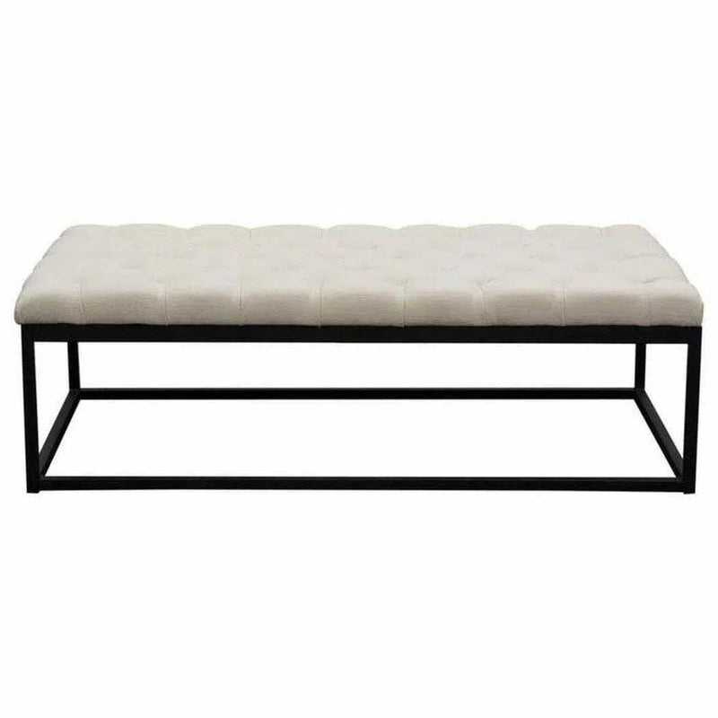 Metal Frame Large Linen Tufted Bedroom Bench in Desert Sand Bedroom Benches LOOMLAN By Diamond Sofa