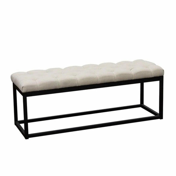 Metal Frame Small Linen Tufted Bedroom Bench in Desert Sand Bedroom Benches LOOMLAN By Diamond Sofa