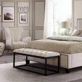 Metal Frame Small Linen Tufted Bedroom Bench in Desert Sand Bedroom Benches LOOMLAN By Diamond Sofa