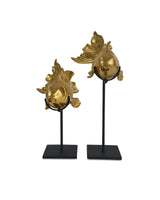 Metal Gold Goldfish Sculpture (Set of 2) Statues & Sculptures LOOMLAN By Currey & Co