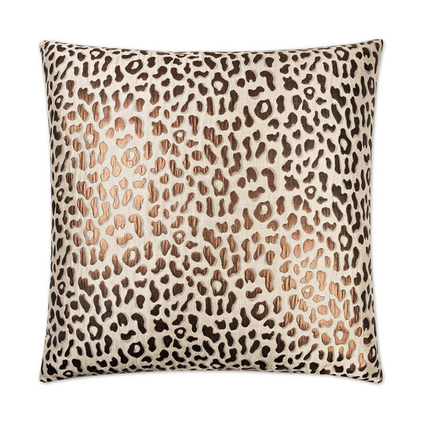 Metallic Cheetah Brown Throw Pillow With Insert Throw Pillows LOOMLAN By D.V. Kap