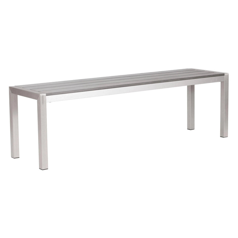 Metropolitan Double Bench Brushed Aluminum Outdoor Benches LOOMLAN By Zuo Modern