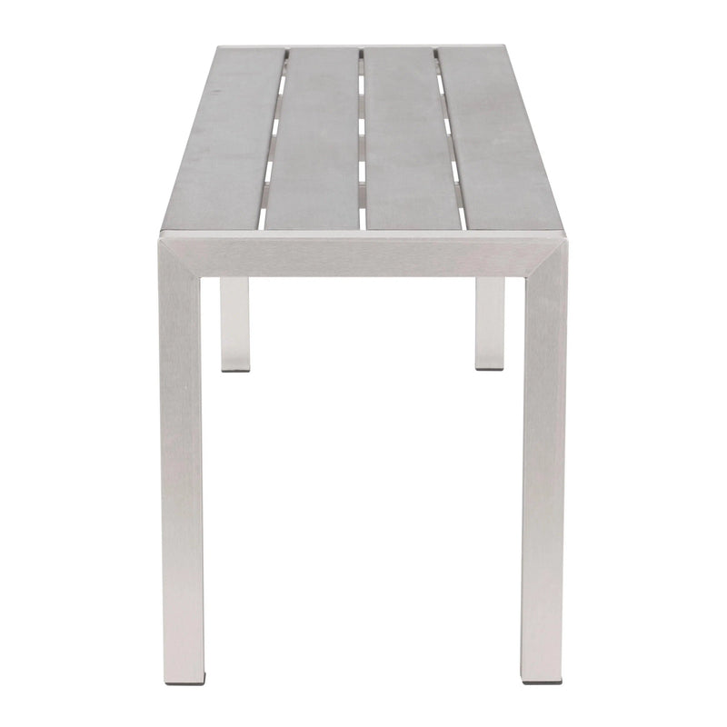 Metropolitan Double Bench Brushed Aluminum Outdoor Benches LOOMLAN By Zuo Modern