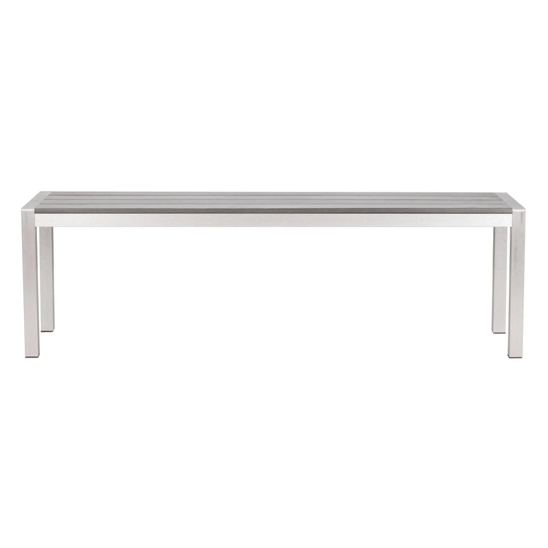 Metropolitan Double Bench Brushed Aluminum Outdoor Benches LOOMLAN By Zuo Modern