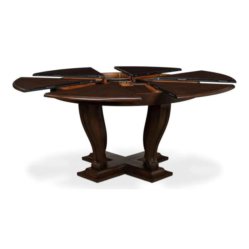 Metropolitan Jupe Extendable Round Dining Table Umbria Finish Dining Tables LOOMLAN By Sarreid