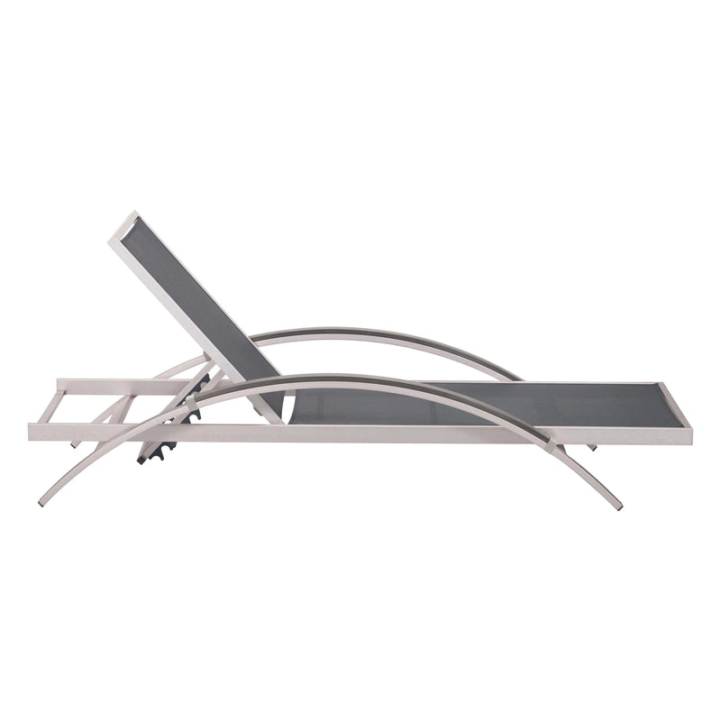 Metropolitan Outdoor Chaise Lounge Brushed Aluminum Outdoor Chaises LOOMLAN By Zuo Modern