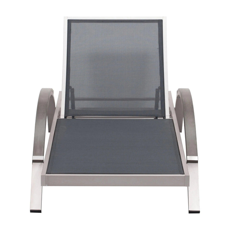 Metropolitan Outdoor Chaise Lounge Brushed Aluminum Outdoor Chaises LOOMLAN By Zuo Modern