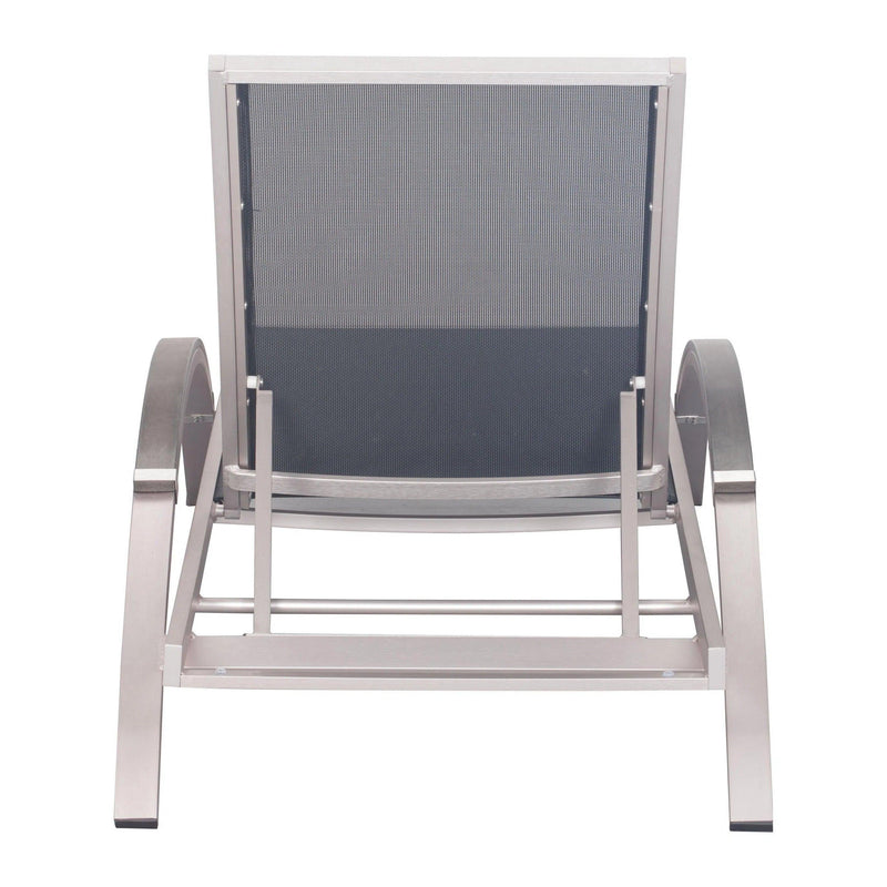 Metropolitan Outdoor Chaise Lounge Brushed Aluminum Outdoor Chaises LOOMLAN By Zuo Modern