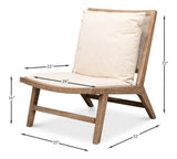 Mia Chair Cream Linen Exposed Wood Slipper Chair Accent Chairs LOOMLAN By Sarreid