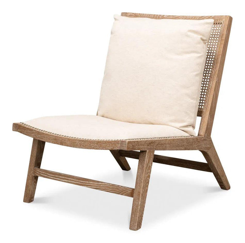 Mia Chair Cream Linen Exposed Wood Slipper Chair Accent Chairs LOOMLAN By Sarreid