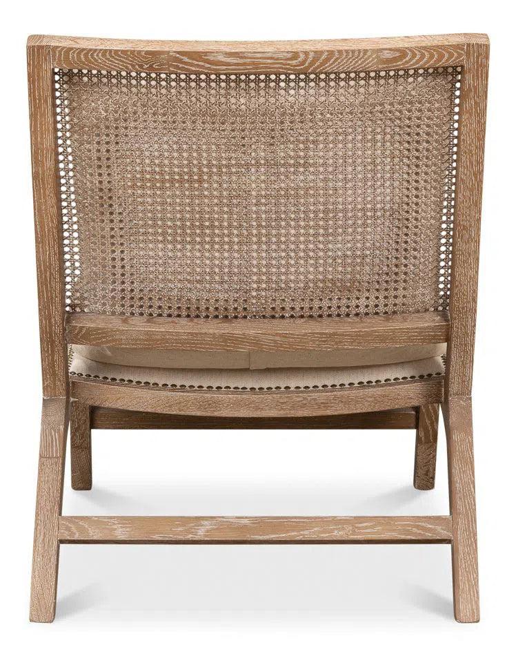 Mia Chair Cream Linen Exposed Wood Slipper Chair Accent Chairs LOOMLAN By Sarreid