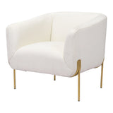 Micaela Arm Chair Ivory & Gold Club Chairs LOOMLAN By Zuo Modern