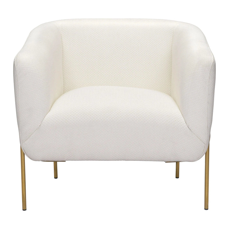 Micaela Arm Chair Ivory & Gold Club Chairs LOOMLAN By Zuo Modern