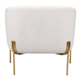 Micaela Arm Chair Ivory & Gold Club Chairs LOOMLAN By Zuo Modern