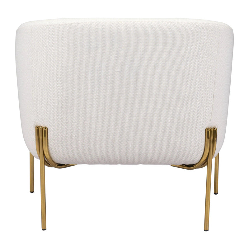 Micaela Arm Chair Ivory & Gold Club Chairs LOOMLAN By Zuo Modern