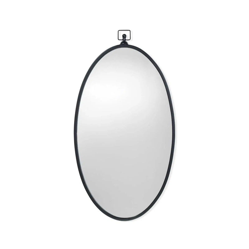 Mid Century Modern Decor Oval Black Iron Wade Wall Mirror Wall Mirrors LOOMLAN By Jamie Young